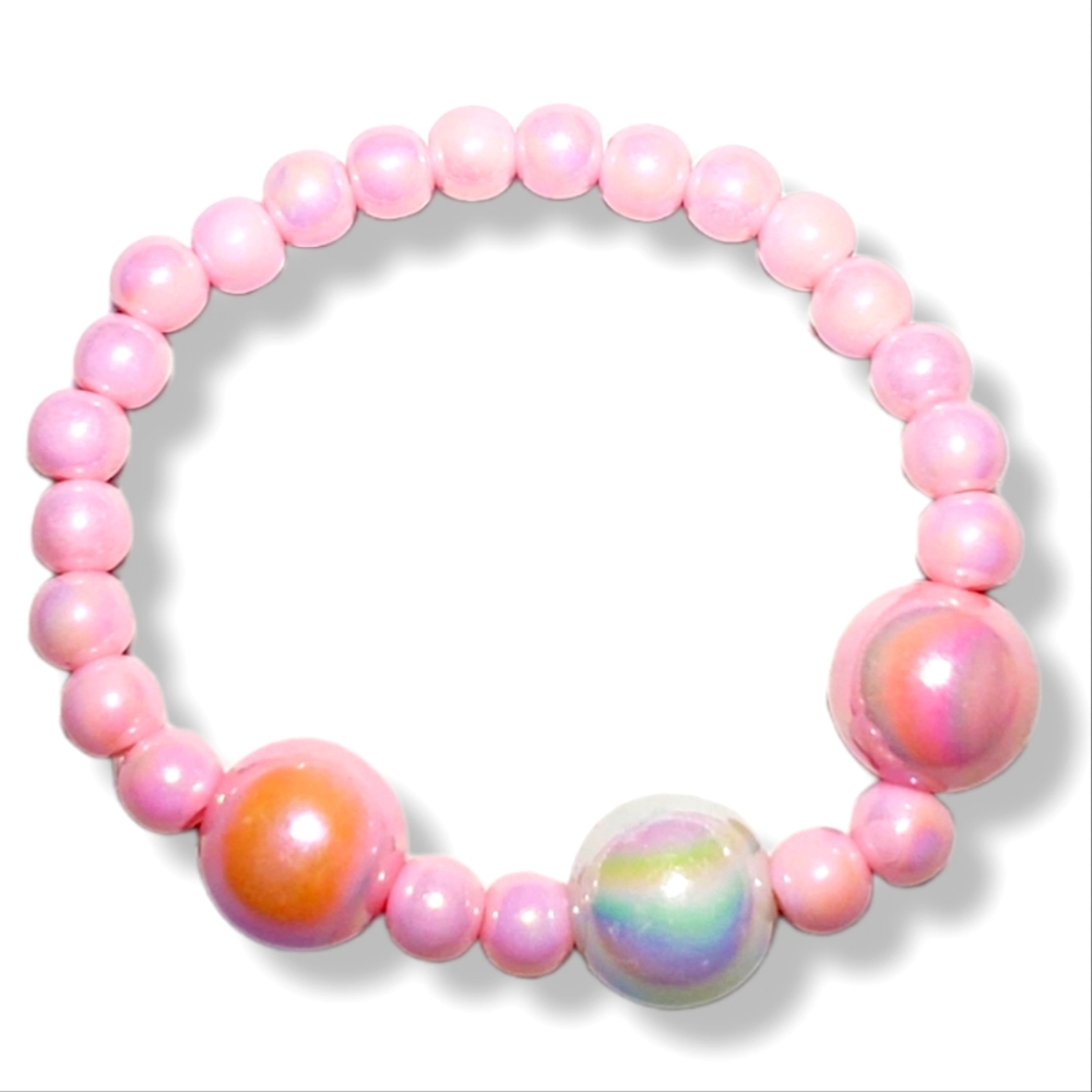 #X8 New Pink Girls Beaded Bracelet